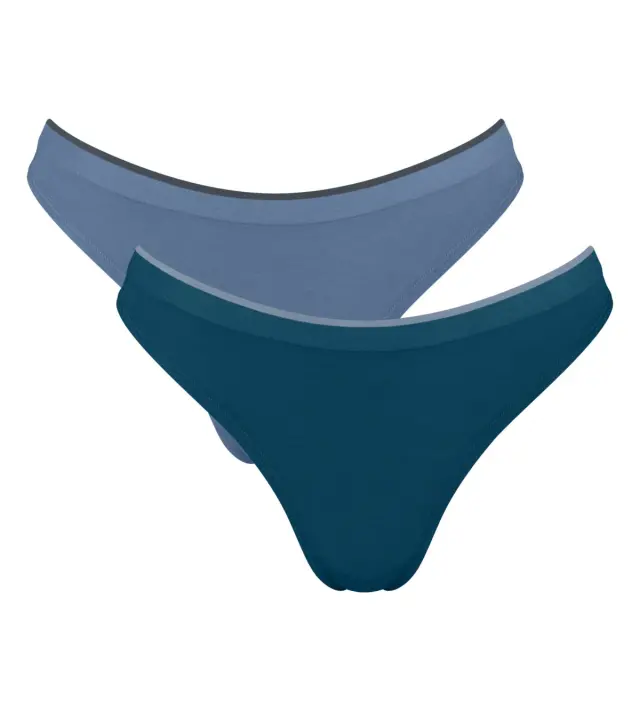 Sloggi Σλιπ Go Sense Tanga Συνδυασμός Πετρόλ 2-Pack 2