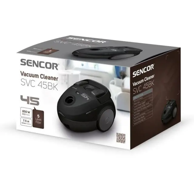 Ηλεκτρική Σκούπα Sencor SVC 45BK-EUE3 ECO 850W Yψηλής Aπόδοσης με Σακούλα 2