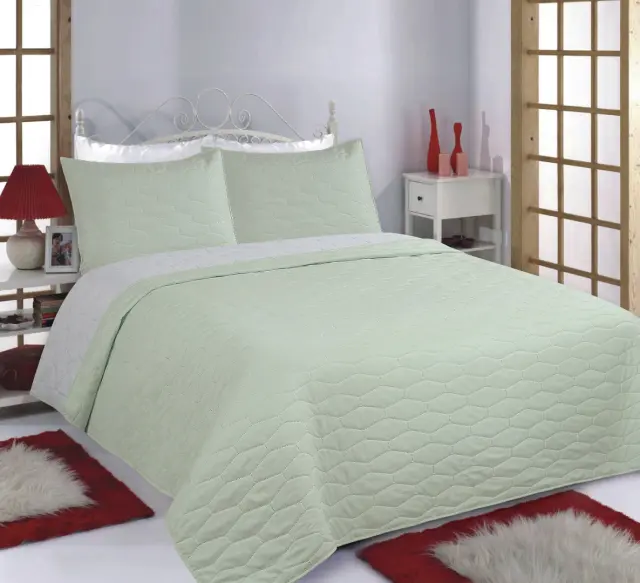 ΚΟΥΒΕΡΛΙ σετ (220cm x 240cm + 2 x 50cm x 70cm) RUBY mint/grey - -
