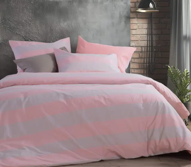 NEF-NEF ΣΕΤ ΣΕΝΤΟΝΙΑ ΒΑΜΒΑΚΕΡΑ ΥΠΕΡΔΙΠΛΑ CASUAL STRIPE 240Χ270 NEF-NEF HOMEWARE, 100% ΒΑΜΒΑΚΙ - PEACH (037456)
