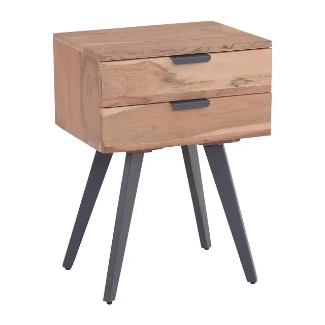 Κομοδίνο ANKO Φυσικό/Μαύρο Μέταλλο/Ξύλο 47x35x65cm