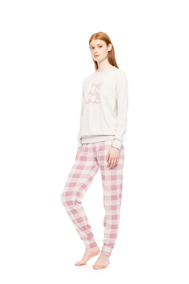 W1789 - Off White - PYJAMAS JACQUARD ROSE PLAID - XXL