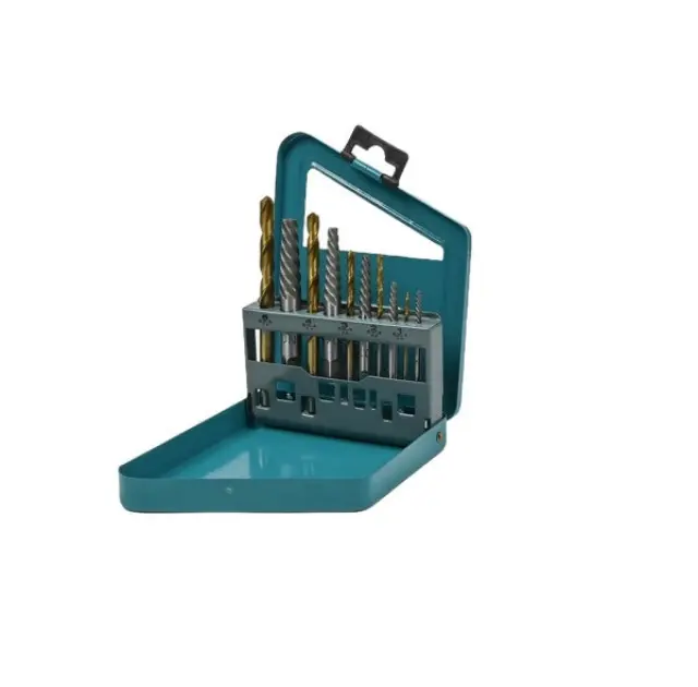 Extractor + left hand drill bit set 10 pieces