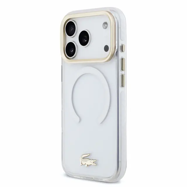 Lacoste PC/TPU Frosted Finish Gold Logo MagSafe Case for iPhone 18 Pro Transparent 2