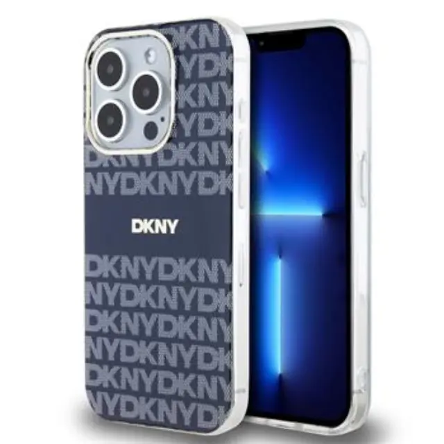 DKNY PC/TPU Repeat Pattern Tonal Stripe Magsafe Case for iPhone 15 Pro Blue