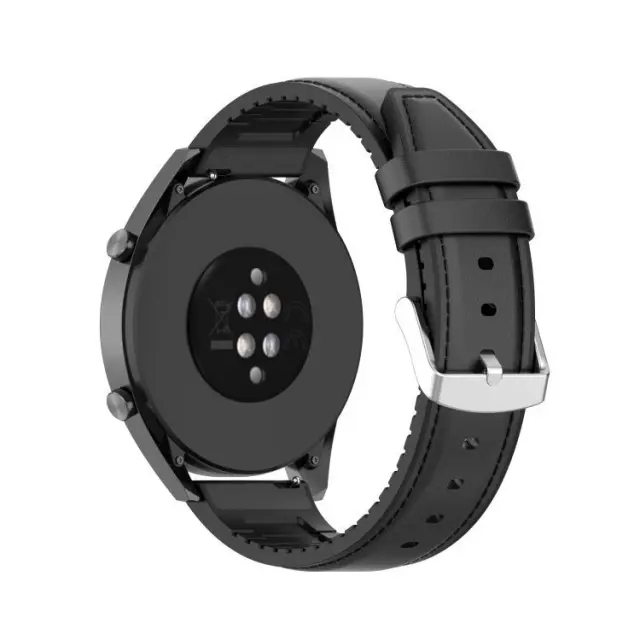 Δερμάτινο Λουράκι Με Εσωτερικό Σιλικόνης Leather Silicone Band για Για Huawei Watch Gt 2 Pro(Fits all 22mm) - Μαύρο ΟΕΜ 2