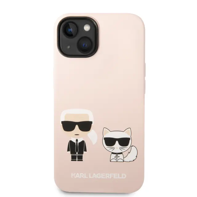 Karl Lagerfeld MagSafe Compatible Case Liquid Silicone Karl and Choupette for iPhone 14 Plus Pink 2