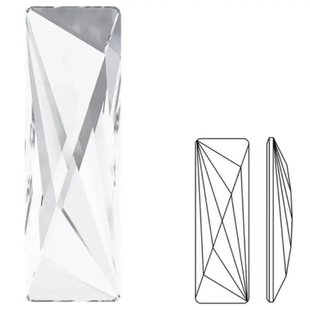 Swarovski 2570 Vigour Rectangle Crystal Comet Argent Silver 50x16mm - 1τεμ