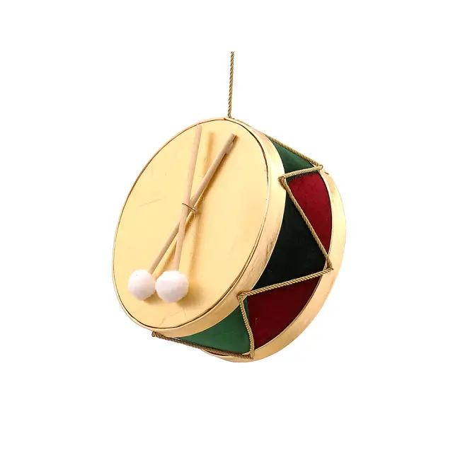 Στολίδι τύμπανο βουργουνδί/πράσινο 10cm Vetur 16125