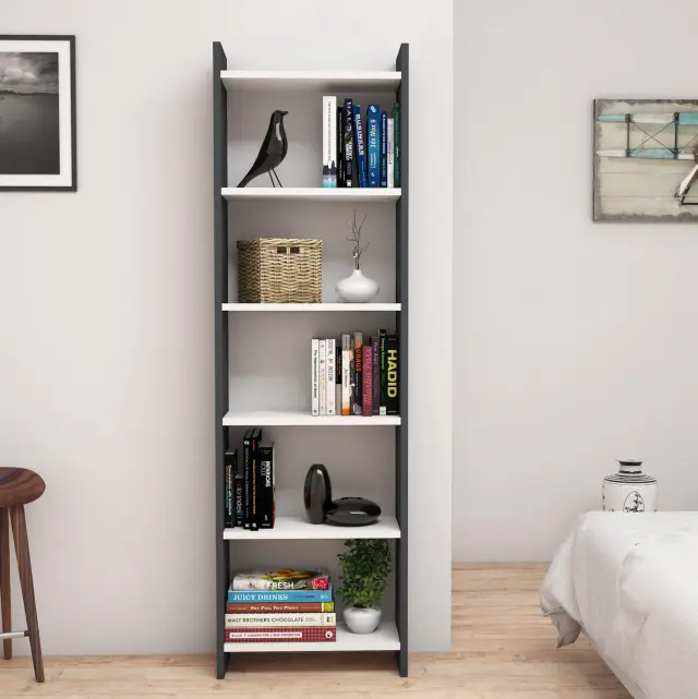 ΒΙΒΛΙΟΘΗΚΗ FB99226.13 ΜΕΛΑΜΙΝΗΣ ΓΚΡΙ-ΛΕΥΚΟ 48,5x22x160Υεκ. 3