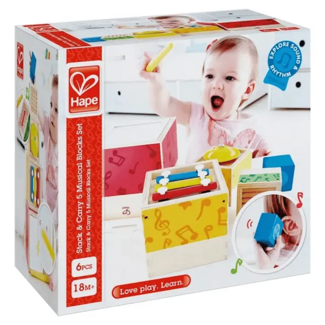 Hape Early Melodies Stacking Music Set Διαδραστική Πυραμίδα & Δημιουργός Ήχων - 6Τεμ. E0336A
