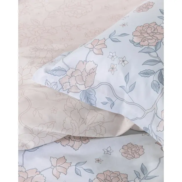 Σετ Σεντόνια Floral Dream Σιέλ, Τιρκουάζ, Ροζ Υπέρδιπλα (2 x 240x260 + 2 Μαξιλαροθήκες Oxford 4 πλευρών 52x72+5) 2