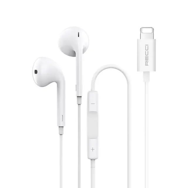 Recci Rep-l28 Earbuds Handsfree Ακουστικά με Βύσμα Lightning Λευκό