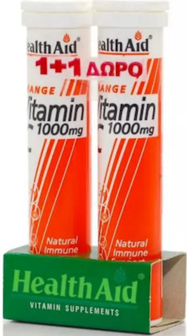 Health Aid Vitamin C 1000mg 40 αναβράζοντα δισκία Πορτοκάλι 1+1 2