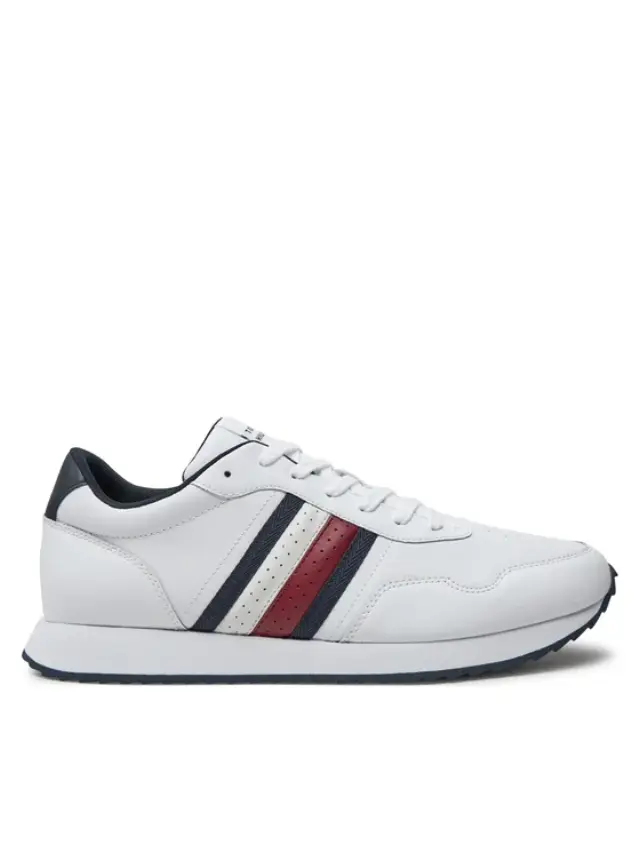 Tommy Hilfiger – Ανδρικά Sneakers Runner Evo Lth Mix Ess FM0FM05121-YBS Λευκό - 44