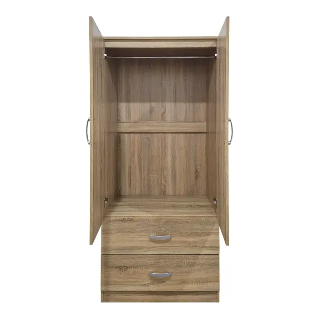 Ντουλάπα δίφυλλη με 2 συρτάρια Alvia pakoworld sonoma 80x51.5x180εκ 3