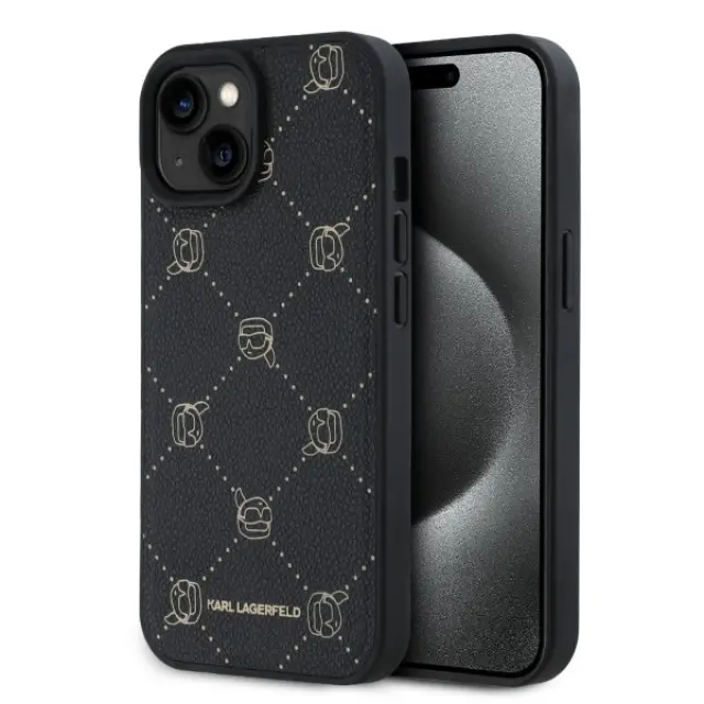 Karl Lagerfeld® Pu Karl Heads Pattern Back Cover για iPhone 15 Pro Max-Μαύρο