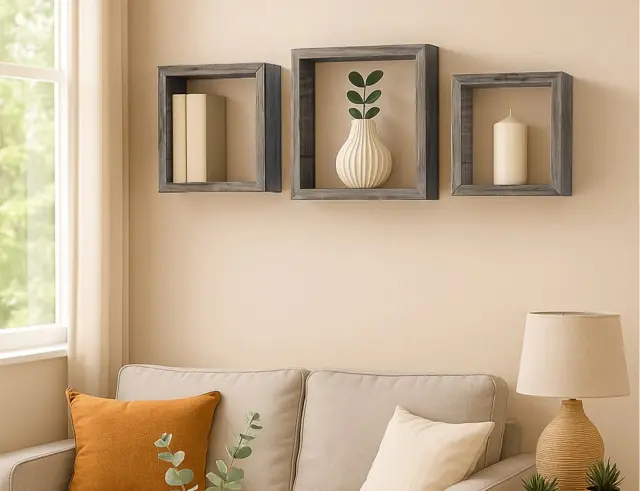 Σετ Ράφια Τοίχου Cubes Homea - Oak - 3 τεμάχια 6RAN789CN 3