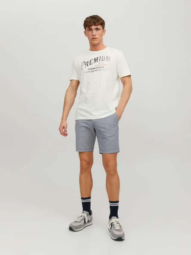 JPSTDAVE JJLINEN SHORTS Blue Indigo 2