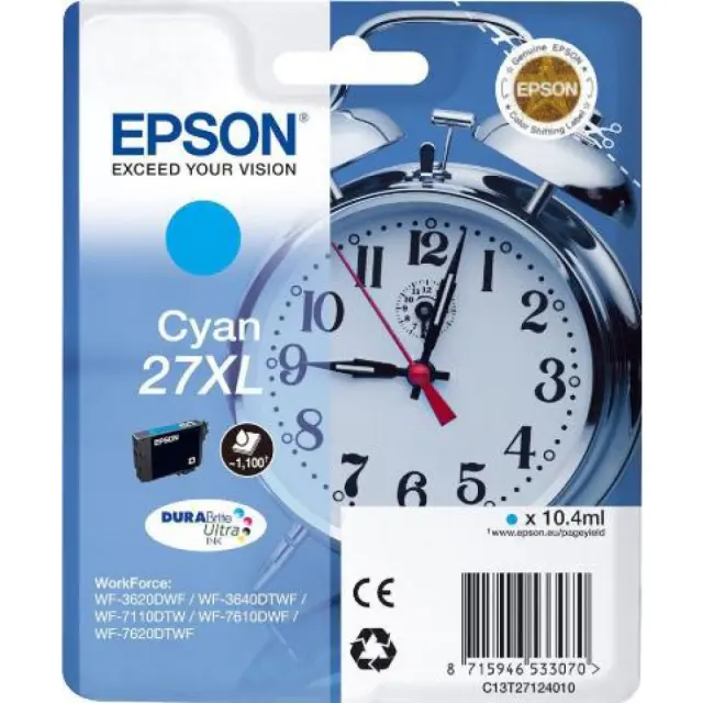 Epson 27XL Γνήσιο Μελάνι Εκτυπωτή InkJet Κυανό (C13T27124012)