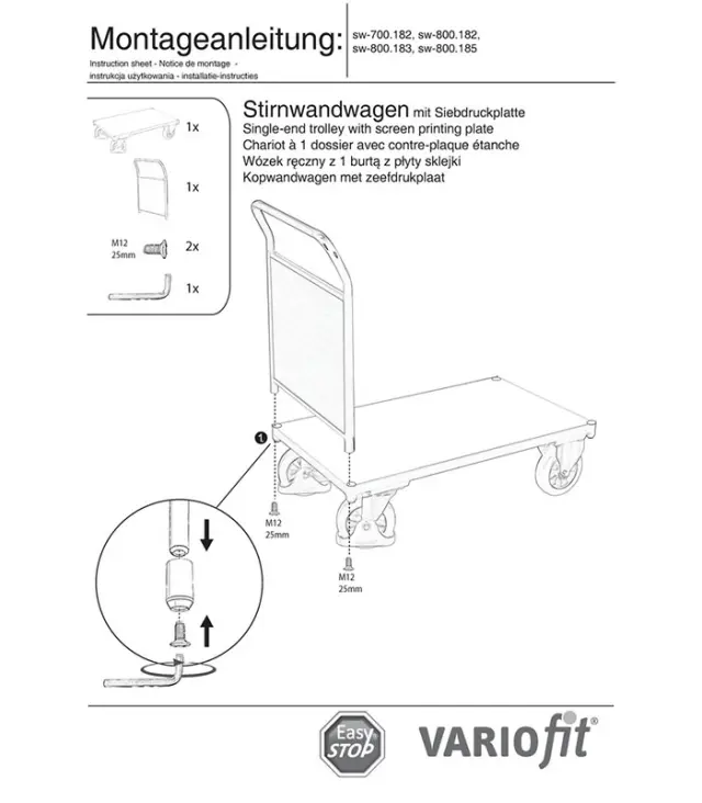 Variofit sw-800.182 Τρόλεϊ Μεταφοράς Αντιολισθητικό για Φορτίο Βάρους ως 1000kg 2