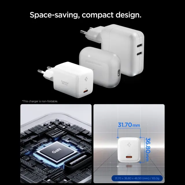 SPIGEN EE451EU ESSENTIAL 1-PORT NETWORK CHARGER 45W + TYPE-C CABLE WHITE 3