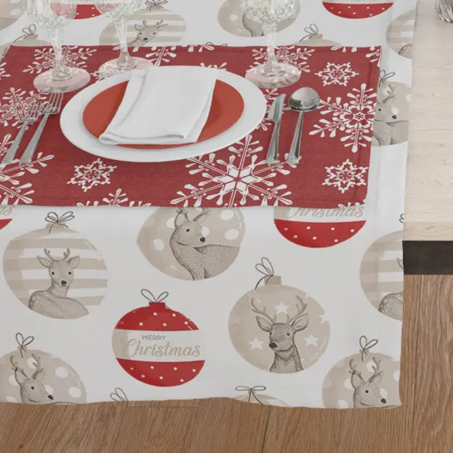 Τραπεζομάντηλο Χριστουγεννιάτικο Merry Christmas 140 x 220 Εκρού 140 x 220 cm Εκρού 140 x 220 cm