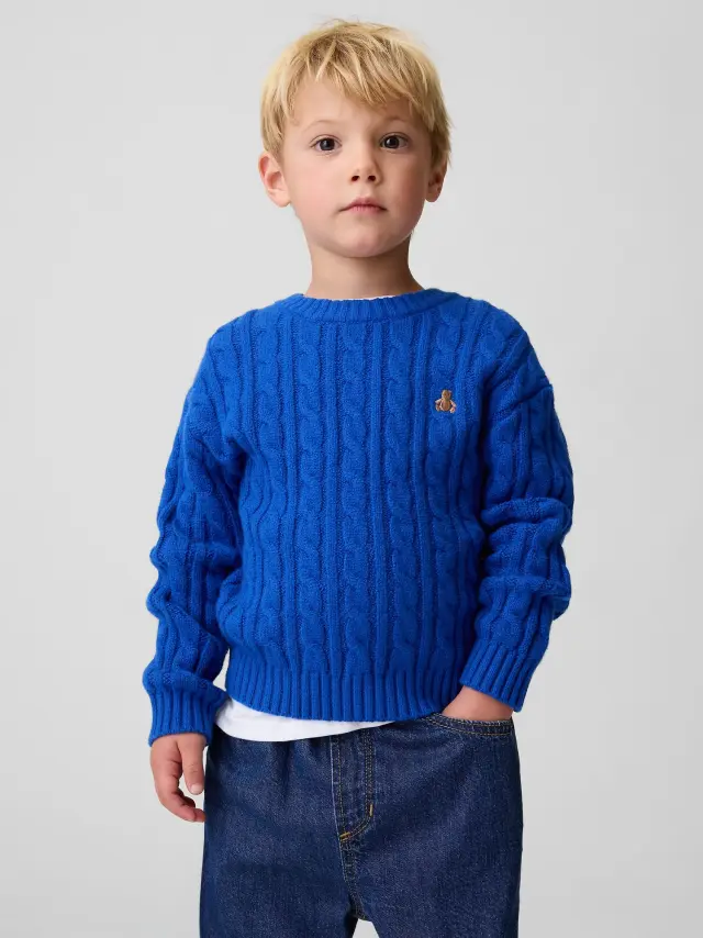 Βρεφικό & Νηπιακό Πουλόβερ CashSoft με Cable Πλέξη Crisp royal blue