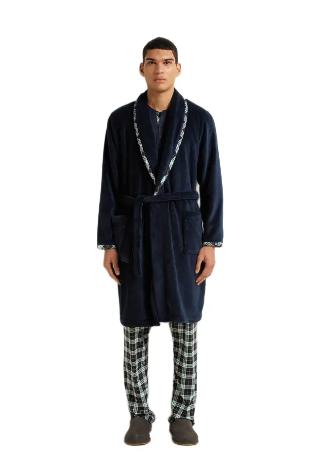 Vamp ανδρική fleece σταυρωτή μακριά ρόμπα 25666-1