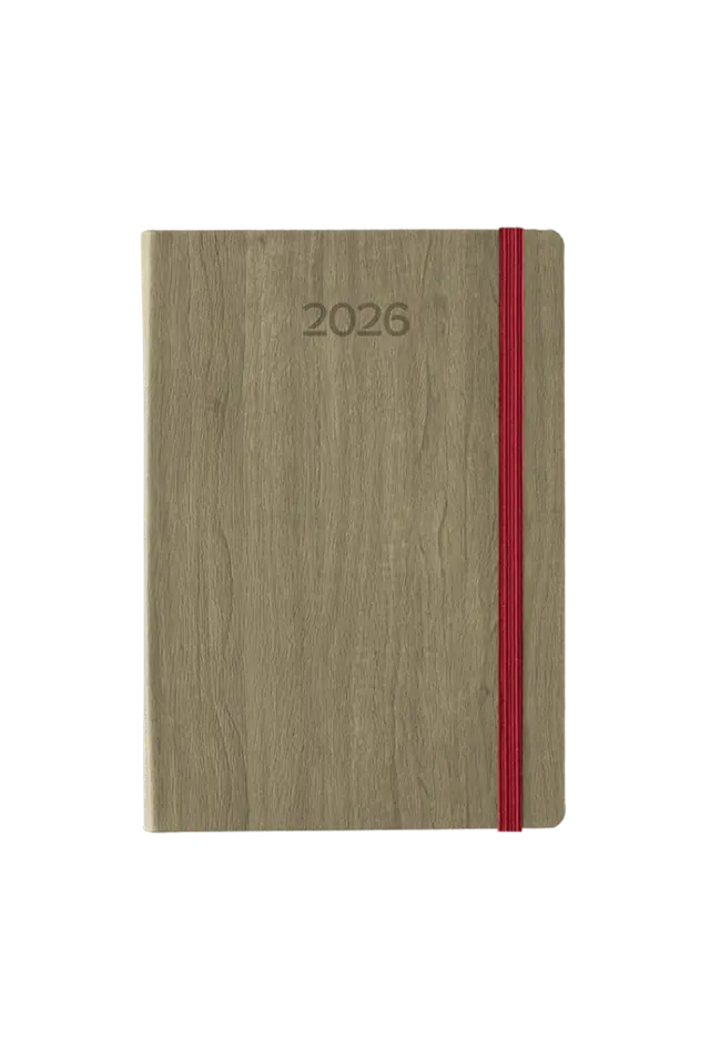 Ημερήσιο Ημερολόγιο 2026 Woody 17x24 cm Γκρι-Καφέ / 62104C (Linardatos Publishers)