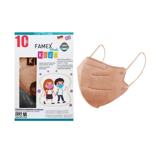 Μάσκα για παιδιά FFP2 Famex KIDS PFE≥95% 10τμχ - Μπεζ