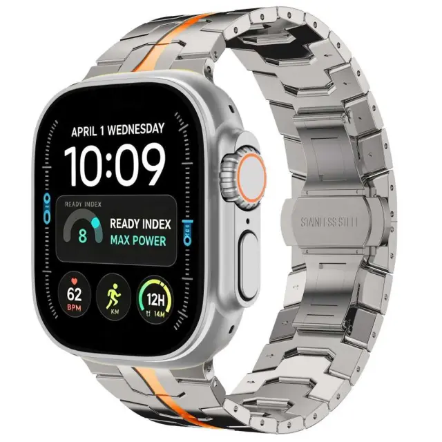 Tech-protect Stainless Apple Watch 8 / 9 / 10 / 11 / 12 / Se / Ultra (44 / 45 / 46 / 49 Mm) Titanium/orange