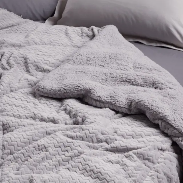 Κουβερτοπάπλωμα 220x240 Υπέρδιπλο 750gsm Fleece-Sherpa Das Home 1368 Grey 100% Πολυέστερ 2