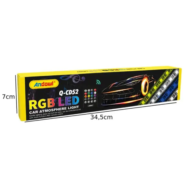 Andowl RGB LED Ατμοσφαιρικός Φωτισμός Αυτοκινήτου Q-CD52 - RGB LED Car Atmosphere Light 0751210 2