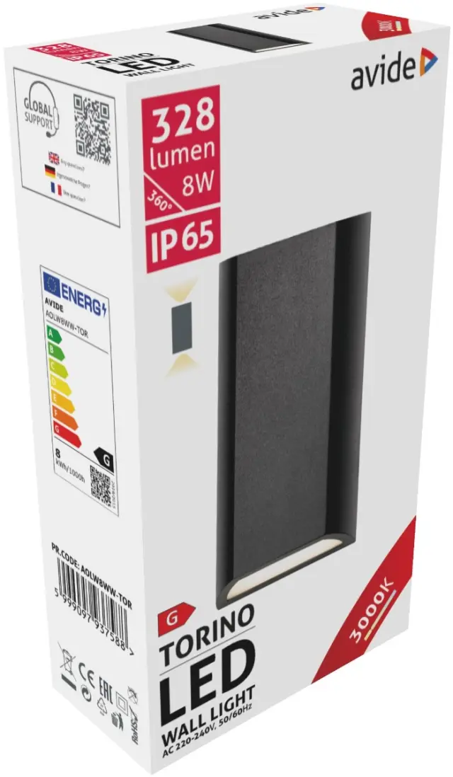 Avide Εξωτερικό Φωτιστικό Τοίχου Torino 2 Way LED 8W Θερμό 3000K IP65 15.001.0831 2