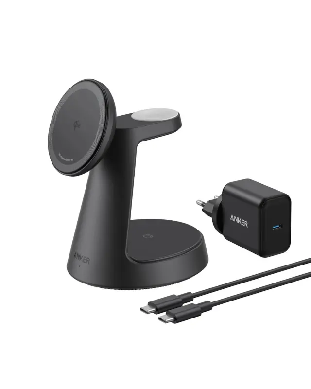 Anker (MagGo) Ultra Compact 3-in-1 Qi2 Charging Stand Black (B25M4G11)