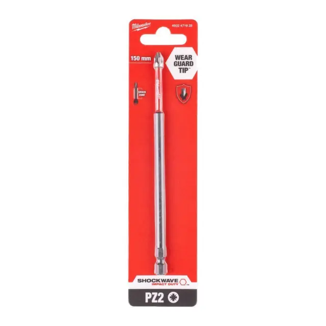 Milwaukee 4932471928 -PZ2X150mm Shockwave 4932471928 Μύτη 1/4" Pozi Nr 2 150 χιλιοστών μήκος 2