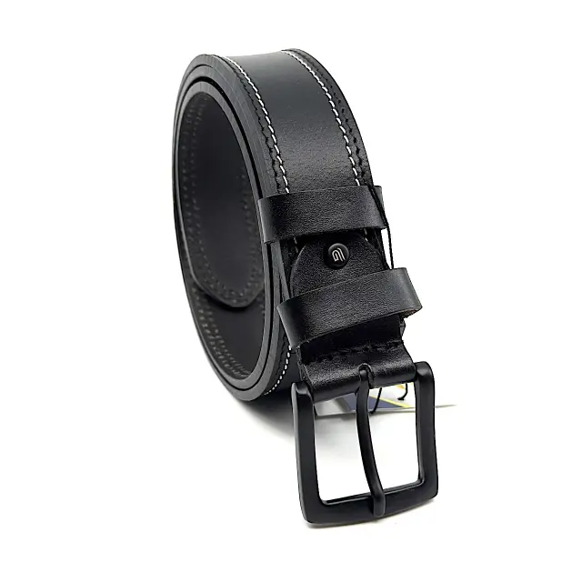 Μαύρη Δερμάτινη Ζώνη Full Grain 4 cm 3