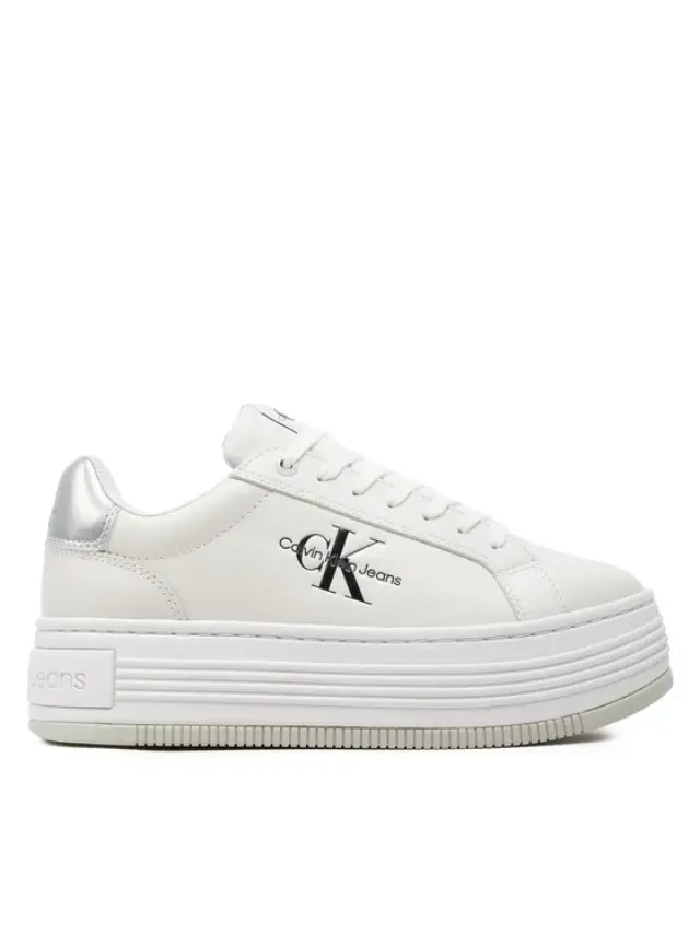 Calvin Klein - Γυναικεία Sneakers Bold Platf Low Lace Lth Ml Mtl YW0YW01516-0K9 Λευκό - 39