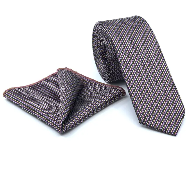Γραβάτα Microfiber σε Ορχιδέα Μοτίβο Σετ με Μαντηλάκι