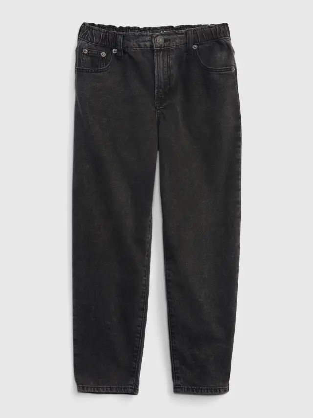 Μαύρο Παιδικό High Rise Barrel Jean Παντελόνι με Washwell black wash - 6