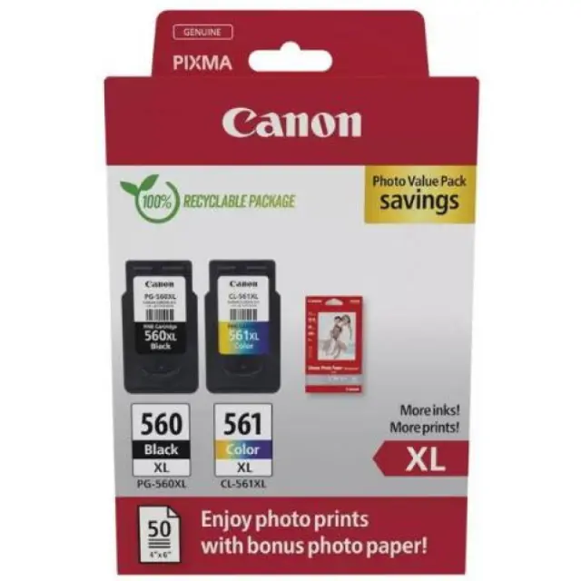 Canon Μελάνι Inkjet PG-560XL/CL-561XL Ph. Value Pack (3712C008) (CANPG-560XLPMP)