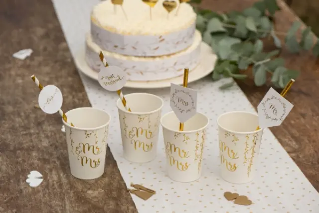 Ποτήρια Just Married Χρυσό / 10 τμχ