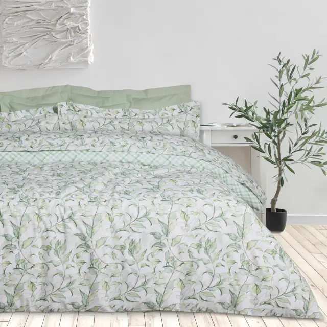 Σετ Σεντόνια 240x260 Υπέρδιπλα Daily Das Home 3173 Green-White 100% βαμβακερόΧωρίς Λάστιχο