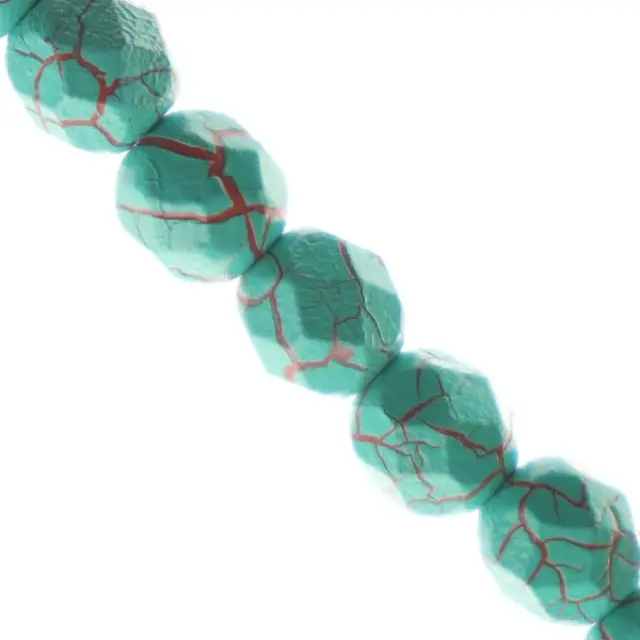 Χάντρα Fire Polished Round Ø6mm Ionic Turquoise/Brown ~25τεμ