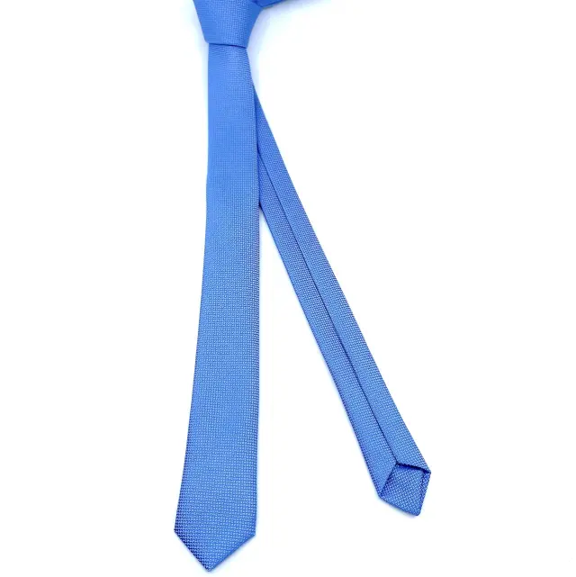 Σκούρο Σιέλ Oxford Γραβάτα Slim 4,5 cm Σετ με Μαντηλάκι 2