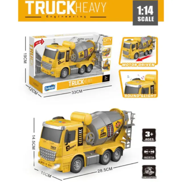 Παιχνίδι Μπετονιέρα Truck Heavy 28.5x10x14.5cm με Φως και Μελωδία σε Κίτρινο Χρώμα Πλαστικό για 3+ 038394 S977-2A 2
