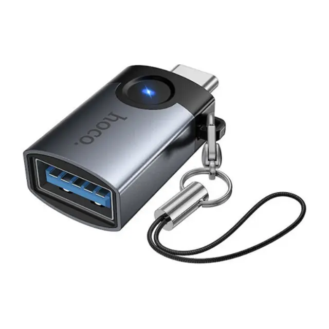 Hoco UA46C Μετατροπέας USB-C male σε USB-A female Γκρι 1τμχ 2