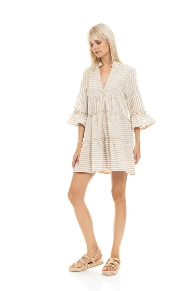 Beachwear Long Stripe Sand B432 Black Pink Label 3