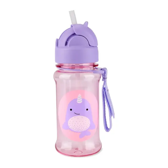 Skip Hop Zoo Tritan Παγούρι με Καλαμάκι 355ml Narwhal Pink 2